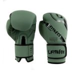 Olive Green Matte PU Boxing Gloves Velcro Army 14oz